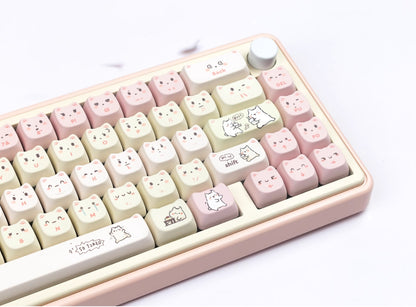 Little Lazy Cat Keycap Cat shaped MAO Highly Cute Heat Sublimation Personality Set Keycap