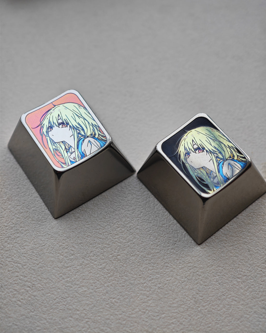 1U titanium alloy personalized keycaps, anime metal keycaps, keyboard decorative keycaps.