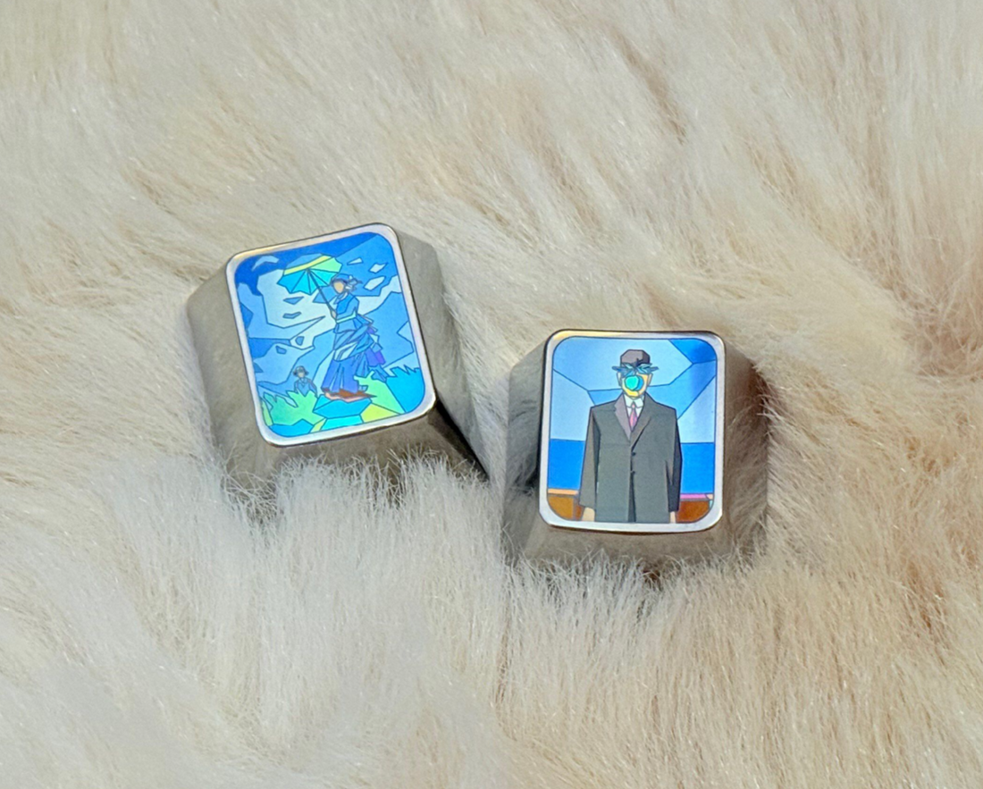 World famous painting series, 1U titanium alloy personalized keycaps, anime metal keycaps, keyboard decorative keycaps.