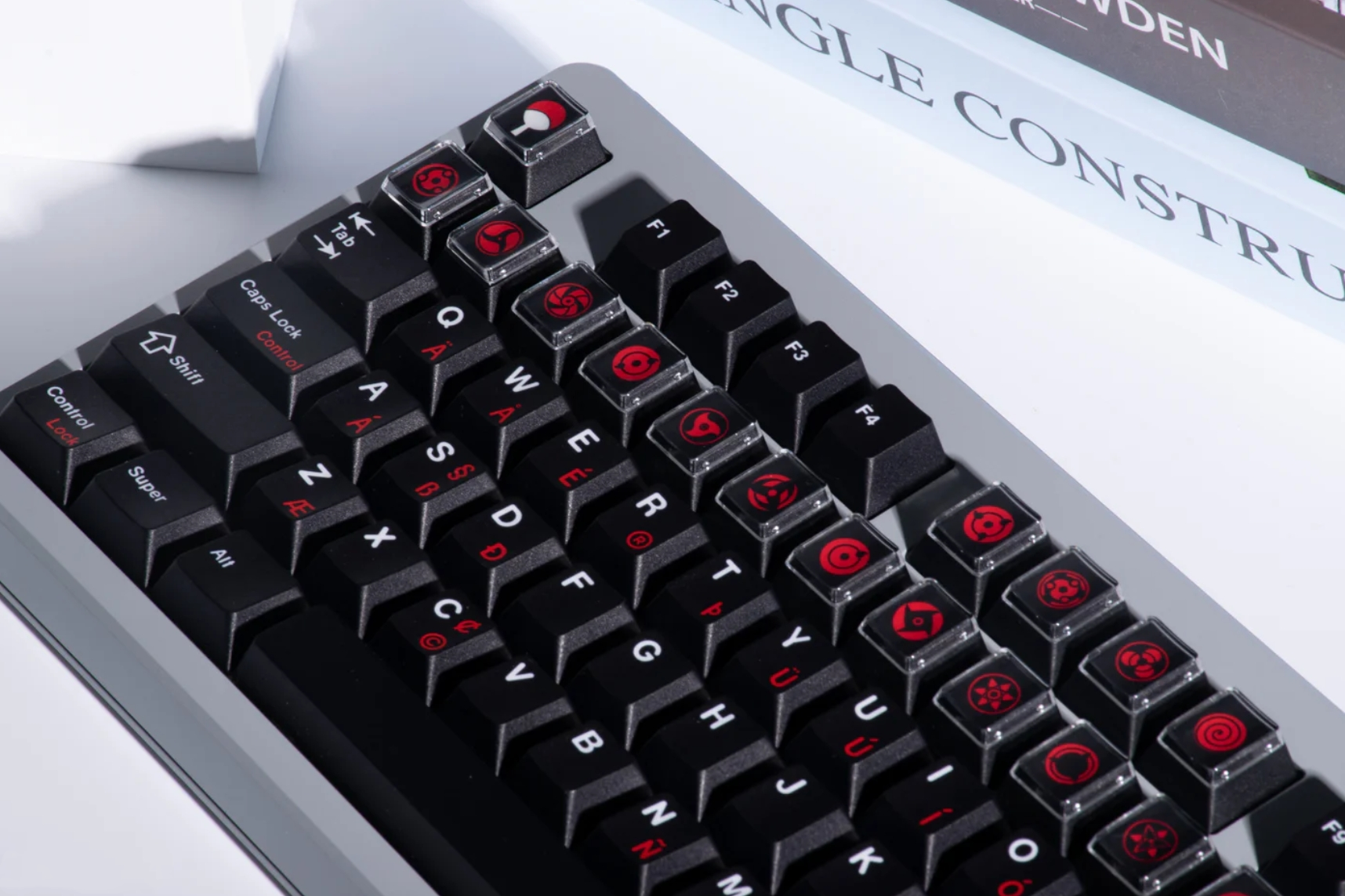 Naruto，Sharingan， 18 piece set of fully heat sublimated transparent caps, personalized keycap combination set