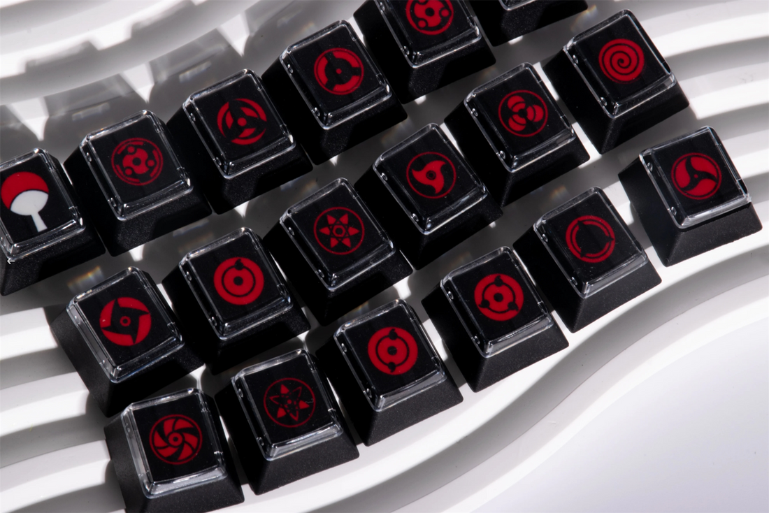 Naruto,Sharingan, 18 piece set of fully heat sublimated transparent caps, personalized keycap combination set