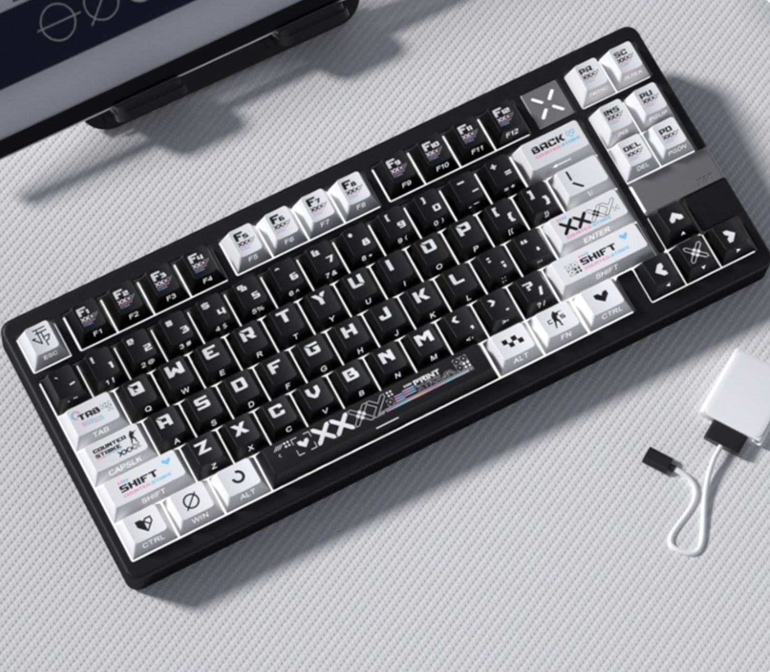 CSGO Printed Theme Collection, Black and White PC Transparent, PBT Set Keycaps, Heat Sublimation Personalized Set Keycaps.