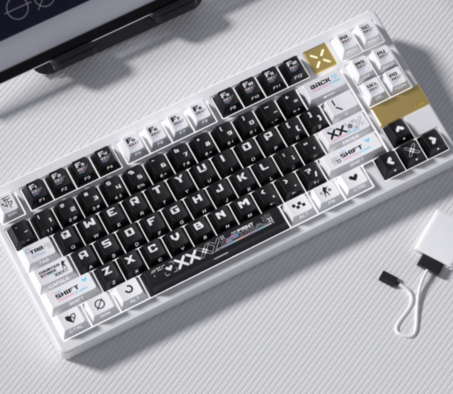 CSGO Printed Theme Collection, Black and White PC Transparent, PBT Set Keycaps, Heat Sublimation Personalized Set Keycaps.