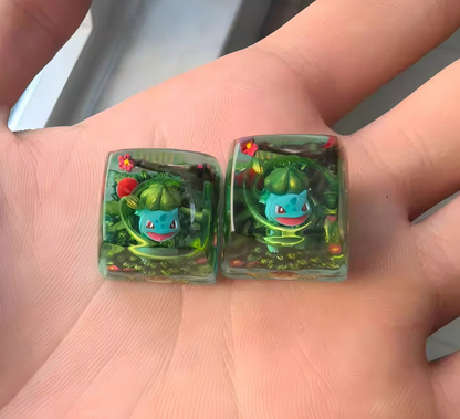 Bulbasaur， Pok é mon 1U, SA height Crystal drops of glue, artisankeycaps, anime and game personalized keycaps