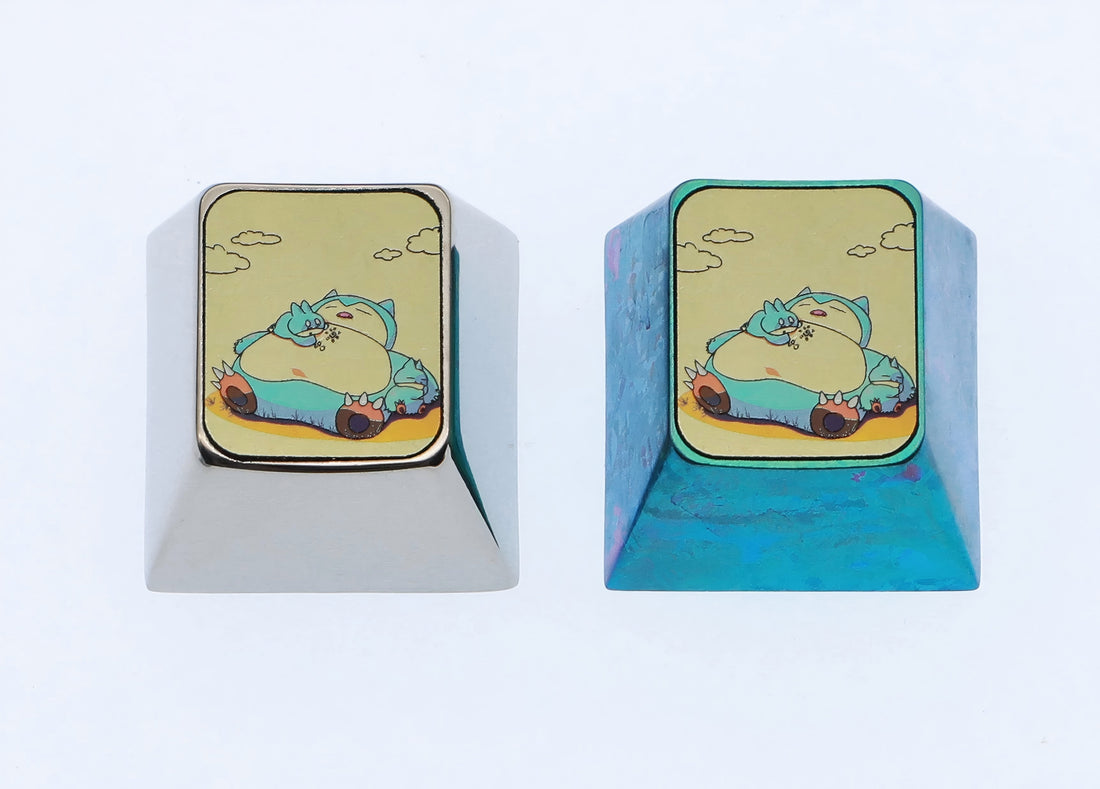 Snorlax 1U titanium alloy personalized keycaps, metal carved keycaps for anime and gaming peripherals