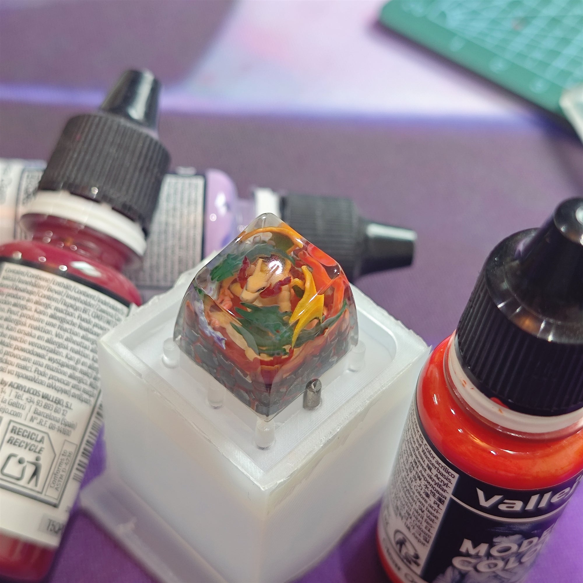Pok é mon, Charizard，Crystal drops of glue，1U artisankeycaps， Cute keycaps around anime and games