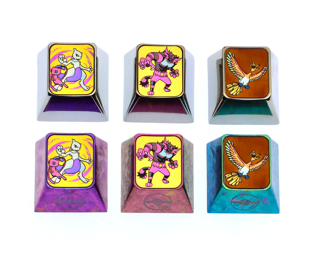 Pok é mon, 1U titanium alloy personalized keycap, Mewtwo，Incineroar，Ho-Oh， Anime metal carved keycaps