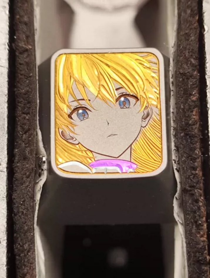 Hand carved titanium alloy anode coloring, anime and game culture creative metal hand carved keycaps collection