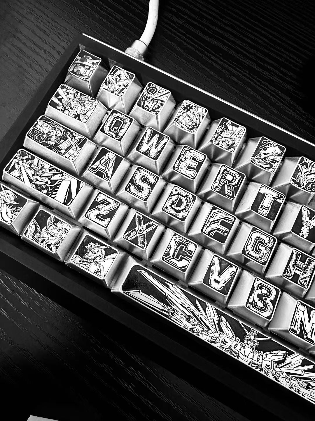 Gundam themed metal personalized keycap set (default zinc alloy), anime, gaming, cultural and creative peripheral product themed decorative keycap set