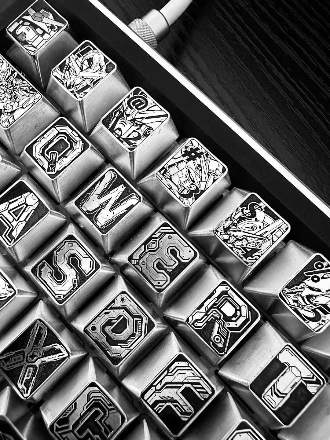Gundam themed metal personalized keycap set (default zinc alloy), anime, gaming, cultural and creative peripheral product themed decorative keycap set