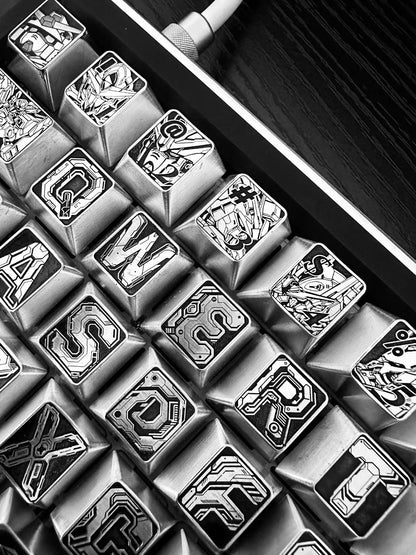 Gundam themed metal personalized keycap set (default zinc alloy), anime, gaming, cultural and creative peripheral product themed decorative keycap set