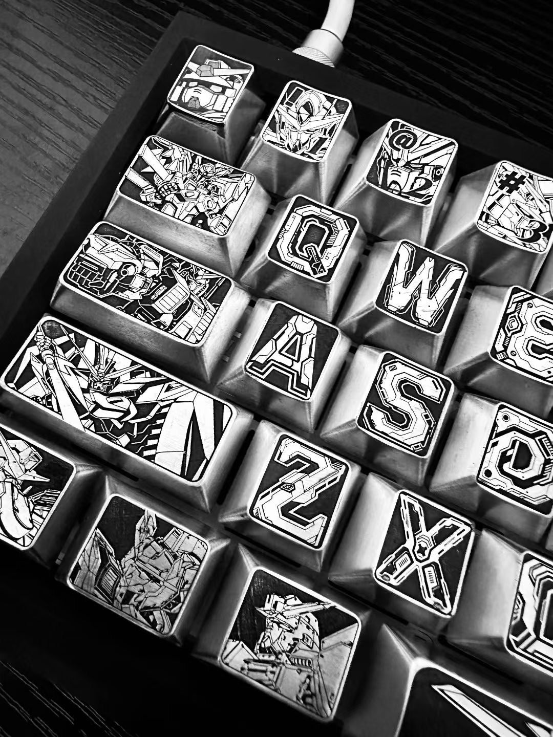 Gundam themed metal personalized keycap set (default zinc alloy), anime, gaming, cultural and creative peripheral product themed decorative keycap set