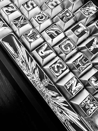 Gundam themed metal personalized keycap set (default zinc alloy), anime, gaming, cultural and creative peripheral product themed decorative keycap set