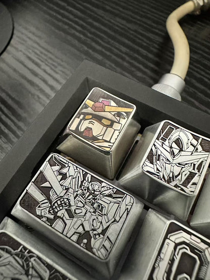 Gundam themed metal personalized keycap set (default zinc alloy), anime, gaming, cultural and creative peripheral product themed decorative keycap set