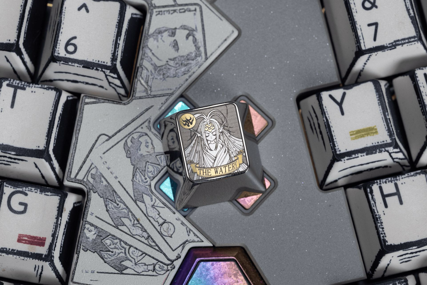 Cardcaptor Sakura, Clow Card series, 1U titanium alloy personalized keycaps, anime and game card culture creative metal carving decorative keycaps