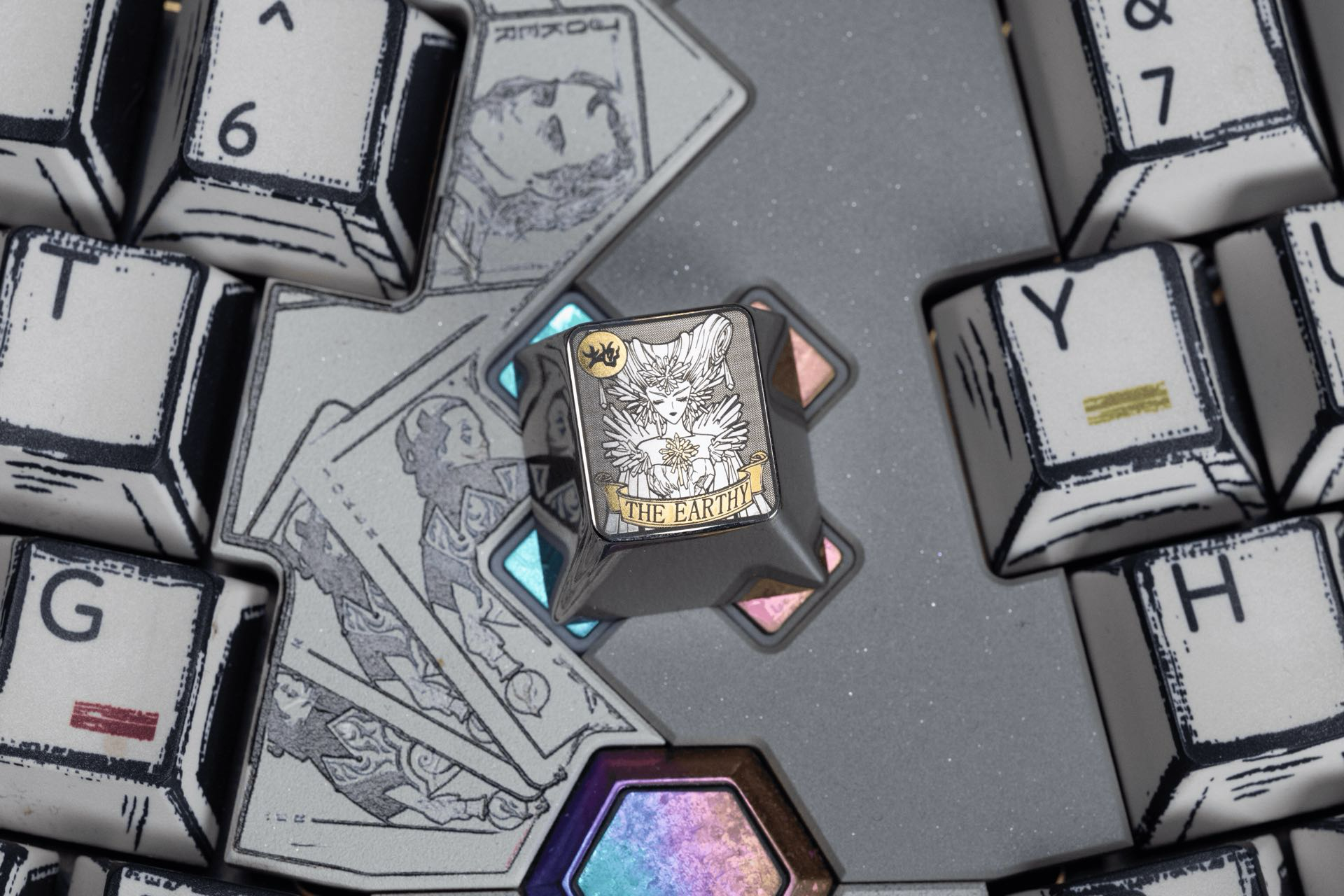 Cardcaptor Sakura, Clow Card series, 1U titanium alloy personalized keycaps, anime and game card culture creative metal carving decorative keycaps