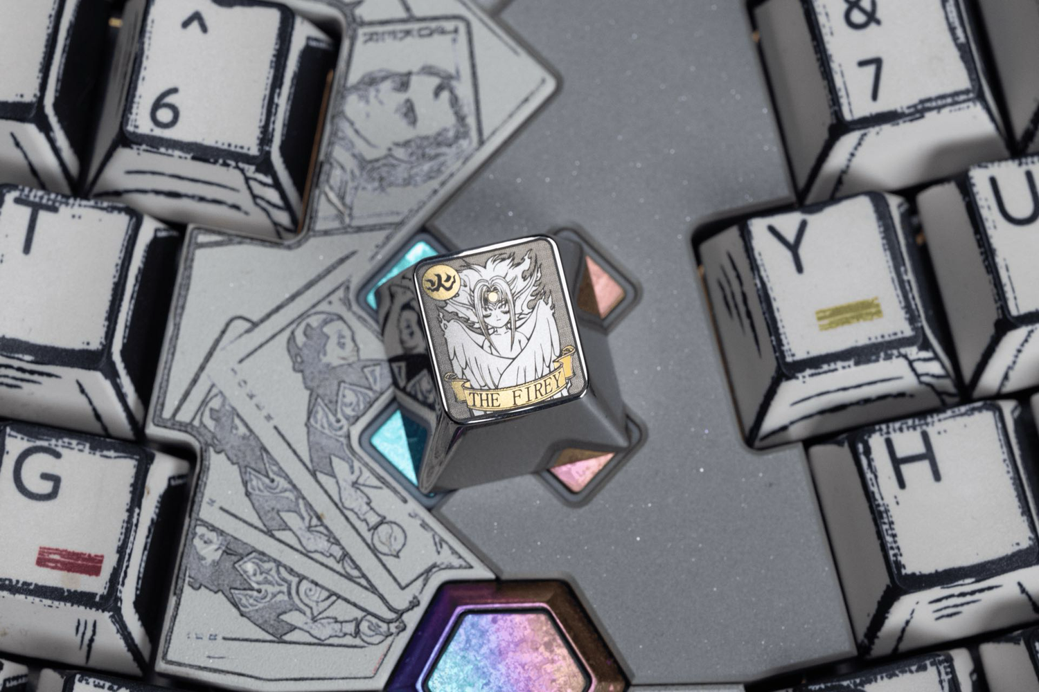 Cardcaptor Sakura, Clow Card series, 1U titanium alloy personalized keycaps, anime and game card culture creative metal carving decorative keycaps