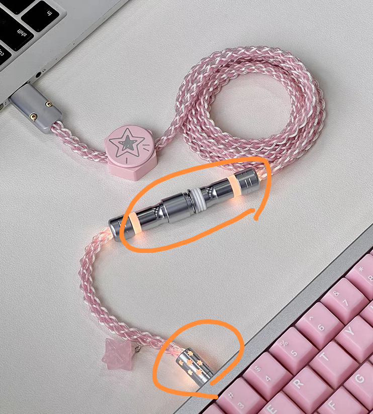 Single crystal copper aviation plug data cable pink cherry blossom light 8k return rate mechanical keyboard cable