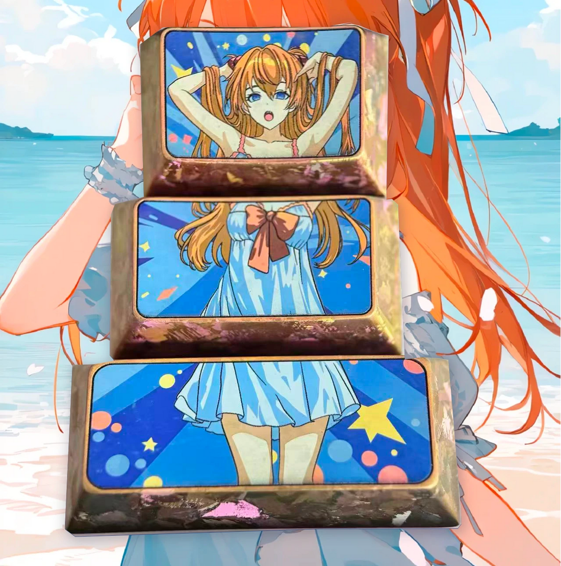 EVA, Asuka, 1.5U/1.75U/2.25U combination full body titanium alloy carving set, anime and game cultural creative keycaps, mechanical keyboard decorative keycaps.