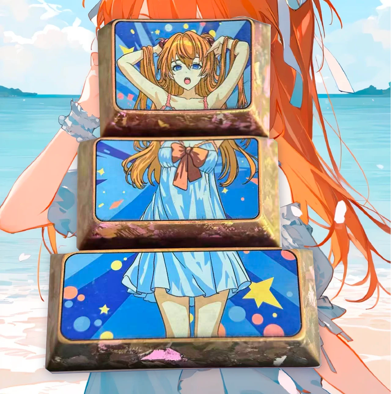 EVA, Asuka, 1.5U/1.75U/2.25U combination full body titanium alloy carving set, anime and game cultural creative keycaps, mechanical keyboard decorative keycaps.