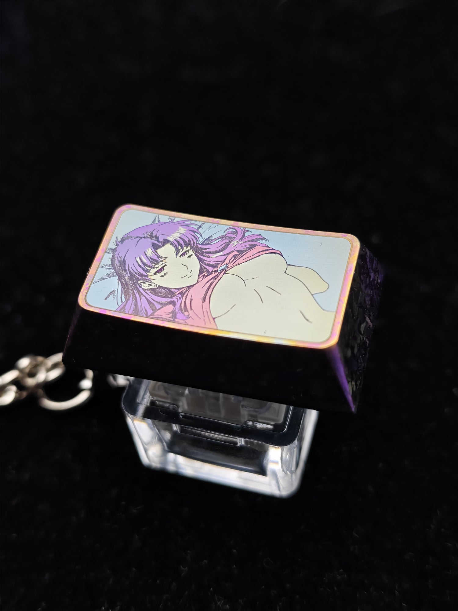 EVA,  ‌Katsuragi Misato‌ themed 1.75U titanium alloy personalized keycaps, mechanical keyboard decorative keycaps, anime and game cultural creative keycaps