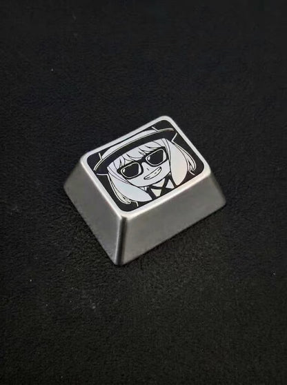 SPY × FAMILY Theme Series Zinc Alloy Metal Personalized Keycaps Anime Metal Keycaps, Mechanical Keyboard Decorative Keycaps
