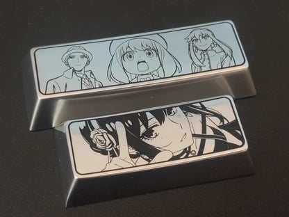 SPY × FAMILY Theme Series Zinc Alloy Metal Personalized Keycaps Anime Metal Keycaps, Mechanical Keyboard Decorative Keycaps