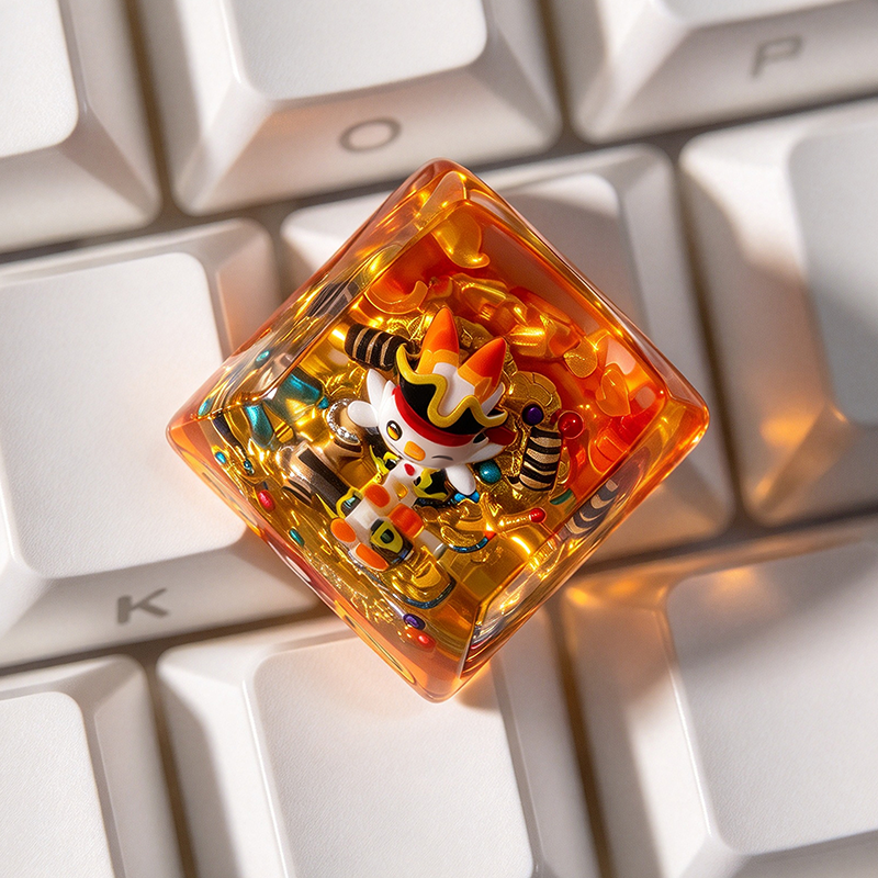 Pok é mon series, Scorbunny themed design, Crystal Resin Personalized Keycaps, Anime Game Culture Creative Resin Keycaps, Mechanical Keyboard Art Decorative Keycaps
