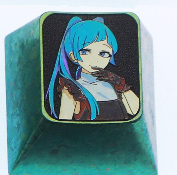 Hatsune Miku theme, 10 styles, highly selectable, 1 U titanium alloy personalized keycap, animation game music culture creative decoration keycap, metal art keycap