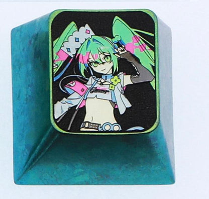 Hatsune Miku, 1U titanium alloy personalized keycap, animation game music culture creative decoration keycap, metal art keycap