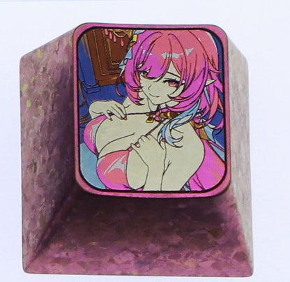 Anime game character swimsuit collection, 1U titanium alloy personalized keycap height optional, metal carving decoration creative keycap