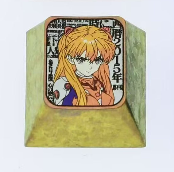 EVA, Asuka, Ayanami Rei metal titanium alloy carved personalized keycaps, keyboard decorative keycaps, anime character keycaps