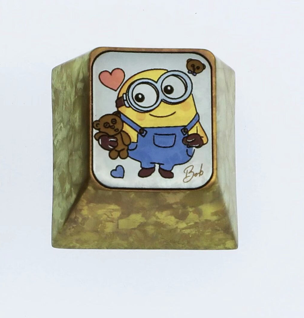 Despicable Me,Minions,bob,Colored titanium alloy carved keycaps, personalized keycaps, decorative keycaps