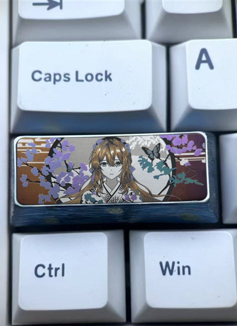 Violet Evergarden, 2.25U titanium alloy personalized keycap, anime and game cultural creative metal carving decorative keycap
