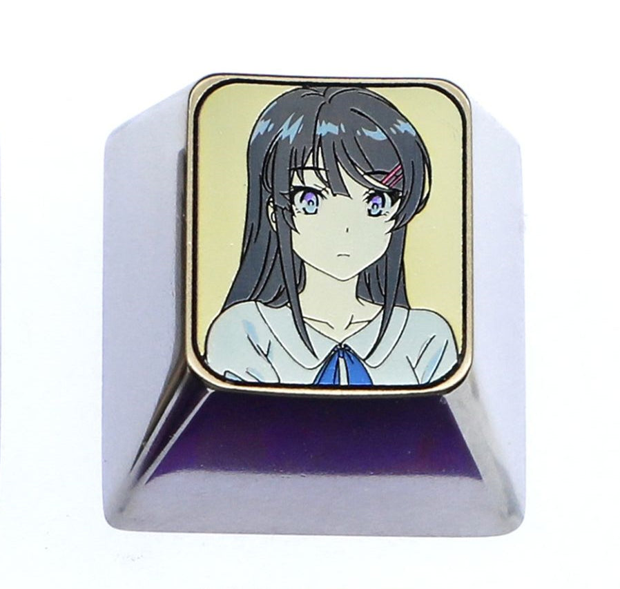 Sakurajima Mai, 1U titanium alloy personalized keycap, anime and game cultural creative metal carved keycap