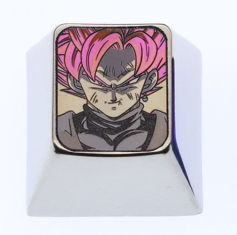 Dragon Ball, Black Son Goku, 1U Titanium Alloy Personalized Keycaps, Anime Game Culture Creative Metal Decorative Keycaps
