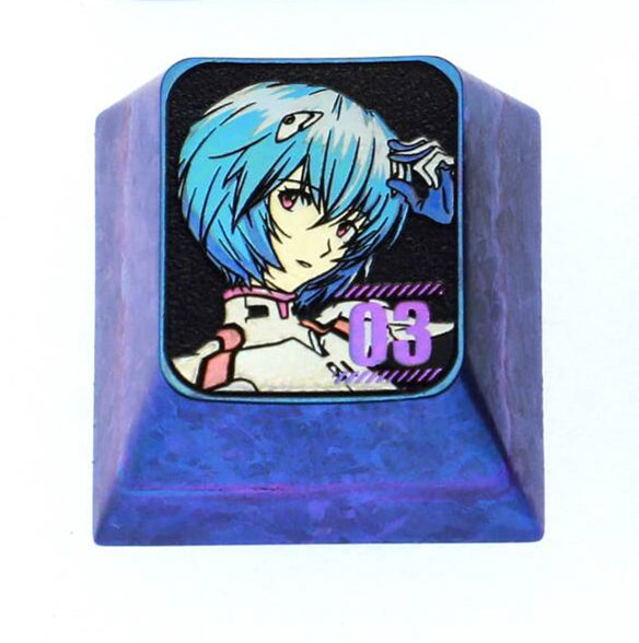 EVA， Asuka，Ayanami Rei， Digital series 1U titanium alloy personalized keycaps, anime and gaming peripheral cultural products metal carved keycaps
