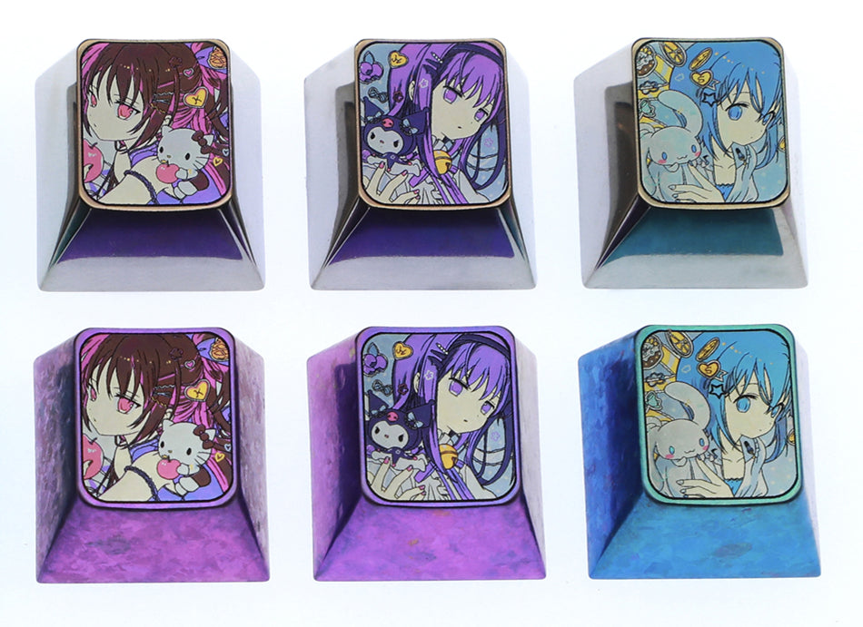 Puella Magi Madoka Magica, 6 unique 1U titanium alloy keycaps, metal carved keycaps around anime and game characters.