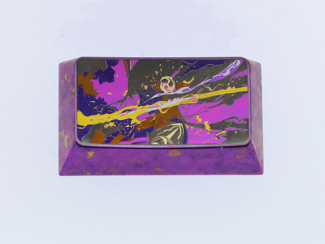 Genshin Impact, Raiden Shogun, colorful titanium alloy carved keycaps, personalized keycaps
