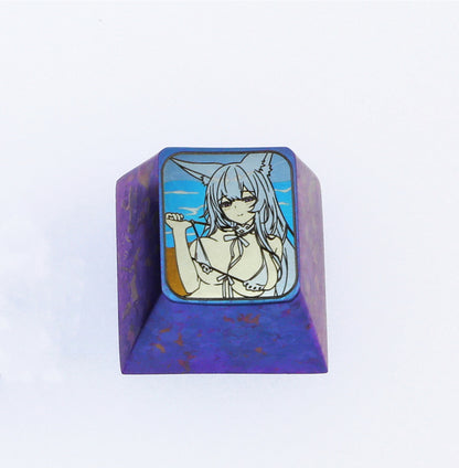 Azur Lane， Colored titanium alloy carved keycaps, mechanical keyboard decorative keycaps