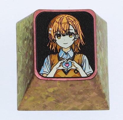 Misaka Mikoto, 1U titanium alloy personalized keycap, anime and game metal carving cultural creative keycap