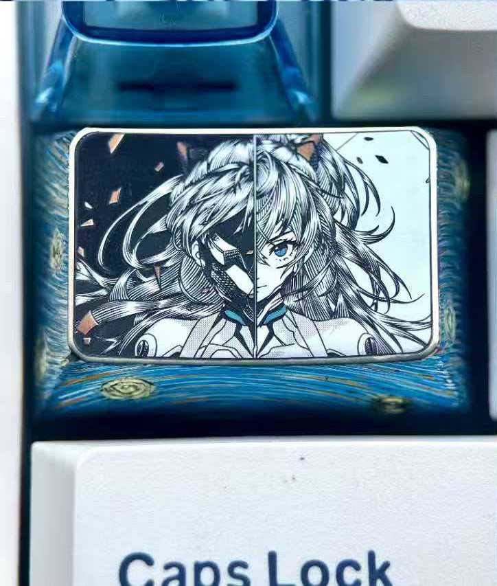 EVA, Asuka 1.5U titanium alloy personalized keycap, anime and game art decoration carving creative keycap.