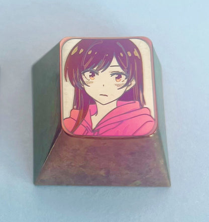 Renting girlfriend Ichinose Chizuru, 1U titanium alloy personalized keycap, metal carved anime character decoration keycap