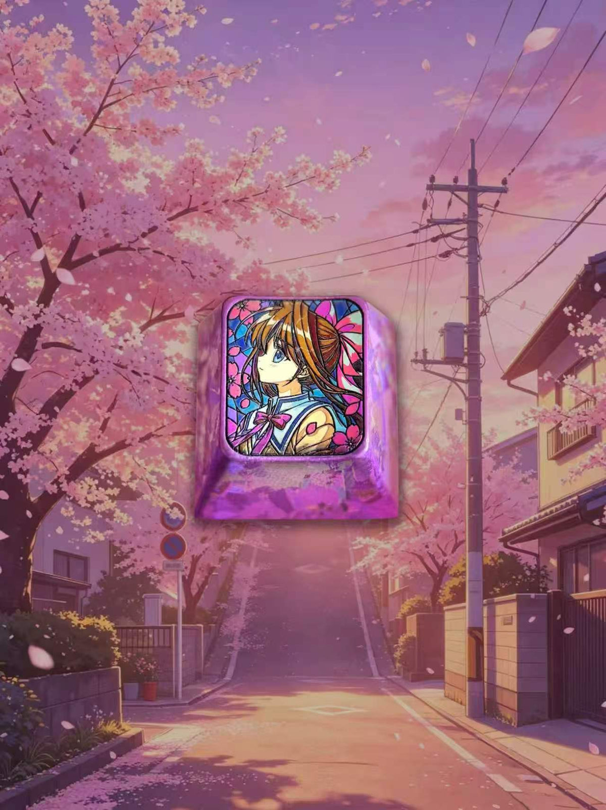 ‌Cardcaptor Sakura,  ‌Sakura Kinomoto 1 U titanium alloy personalized keycaps, anime and game cultural creative keycaps, mechanical keyboard decorative keycaps