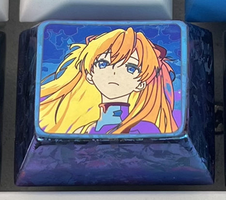 EVA, Asuka, Ayanami Rei character 1.25U titanium alloy carved keycaps, personalized metal keycaps