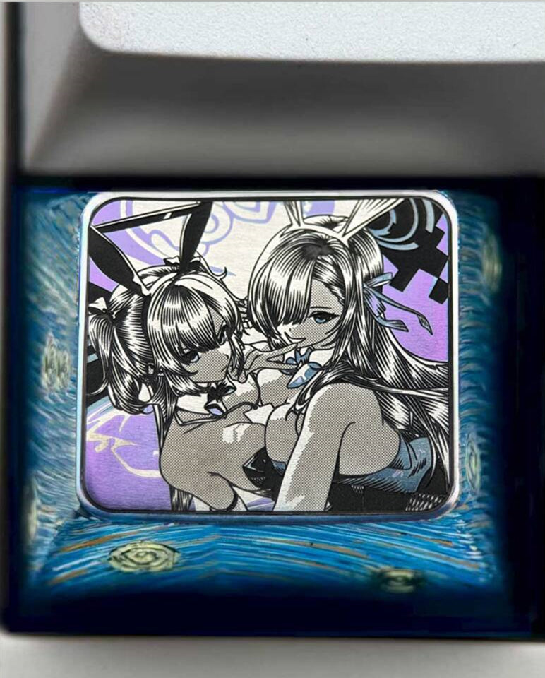 Blue Archive The Animation, 1.25U Titanium Alloy Personalized Keycaps, Anime Game Culture Creative Metal Carving Decorative Keycaps