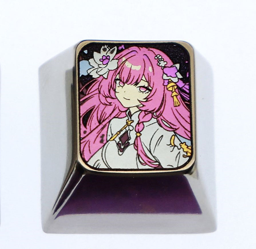 Honkai Impact 3, Elysia, 1U titanium alloy personalized keycaps, metal decorative art keycaps, gaming keycaps