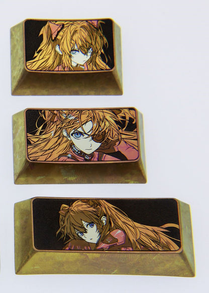 EVA， Asuka, titanium alloy TAB, CAPS, SHIFT, personalized keycap combination, anime character peripheral keycap series