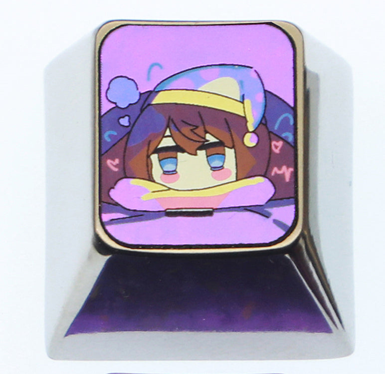 Honkai Impact 3， Cartoon version Seele Vollerei, 1U titanium alloy personalized keycaps, game culture creative metal decorative keycaps, mechanical keyboard game character keycaps