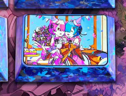 Re:Life in a different world from zero， Rem，1.5U TAB Titanium alloy personalized keycaps, anime and game cultural creative keycaps, mechanical keyboard decorative keycaps